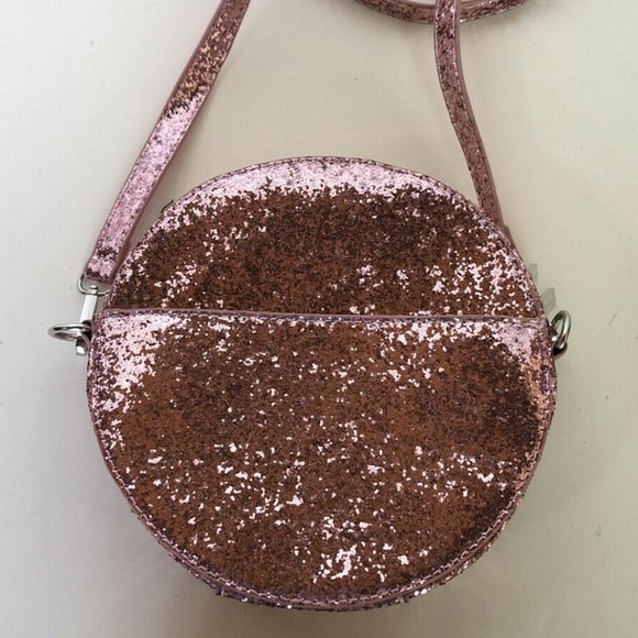 SKINNY DIP WOMEN'S ROUND CIRCLE PINK GLITTER PURSE HAND BAG - Picture 1 of 8